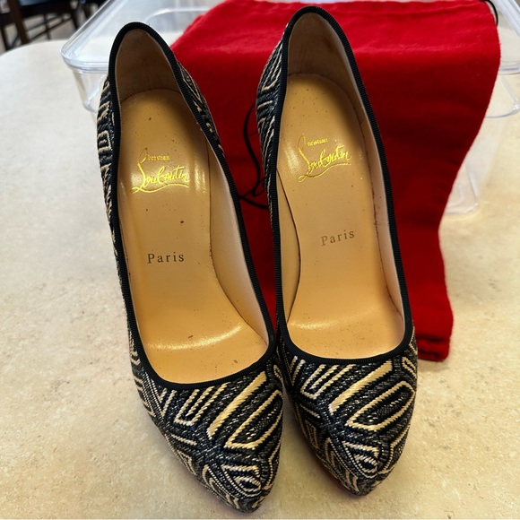 Christian Louboutin Panama 160 Platform Heels Sz 37 Daffodile Aztec Limited Ed - Picture 8 of 10